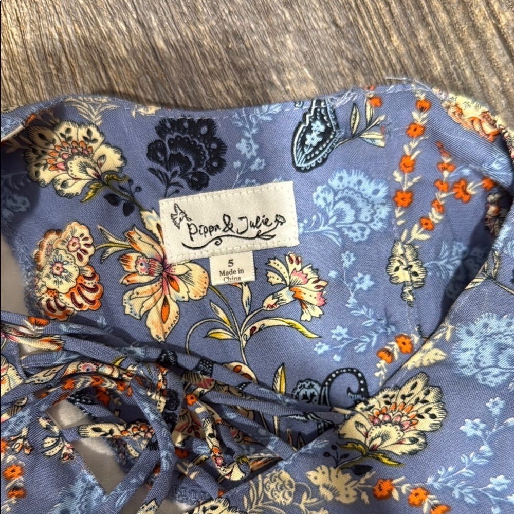 Floral Blue Kids Dress - Picture 8 of 8